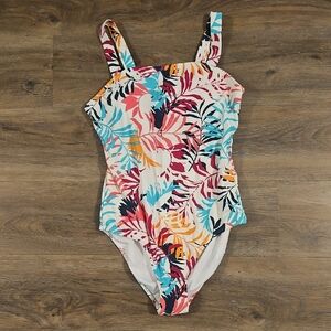 Eddie Bauer Colorful Leaf Print Kids Swim One Piece